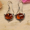 Geometric Inlaid Gemstone Drop Earrings