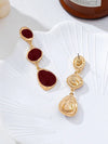 French Vintage Glazed Asymmetrical Geometric Earrings