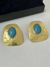 Vintage Hammered Square Chunky Geometric Earrings