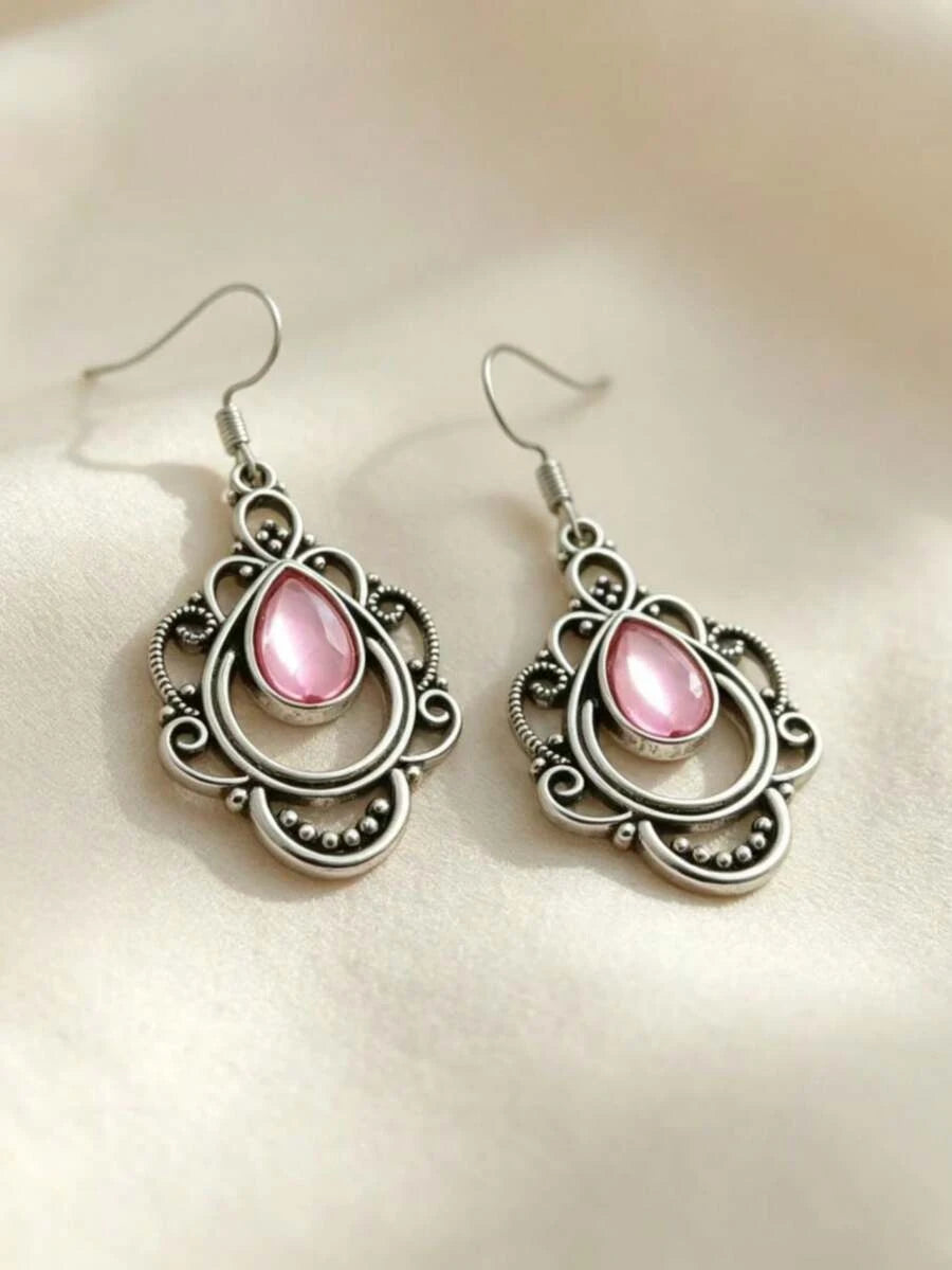 Vintage Bohemian Green Teardrop Earrings
