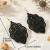Wooden Lace Pattern Carved Pendant Earrings