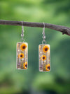 Vintage Sunflower Print Drop Earrings