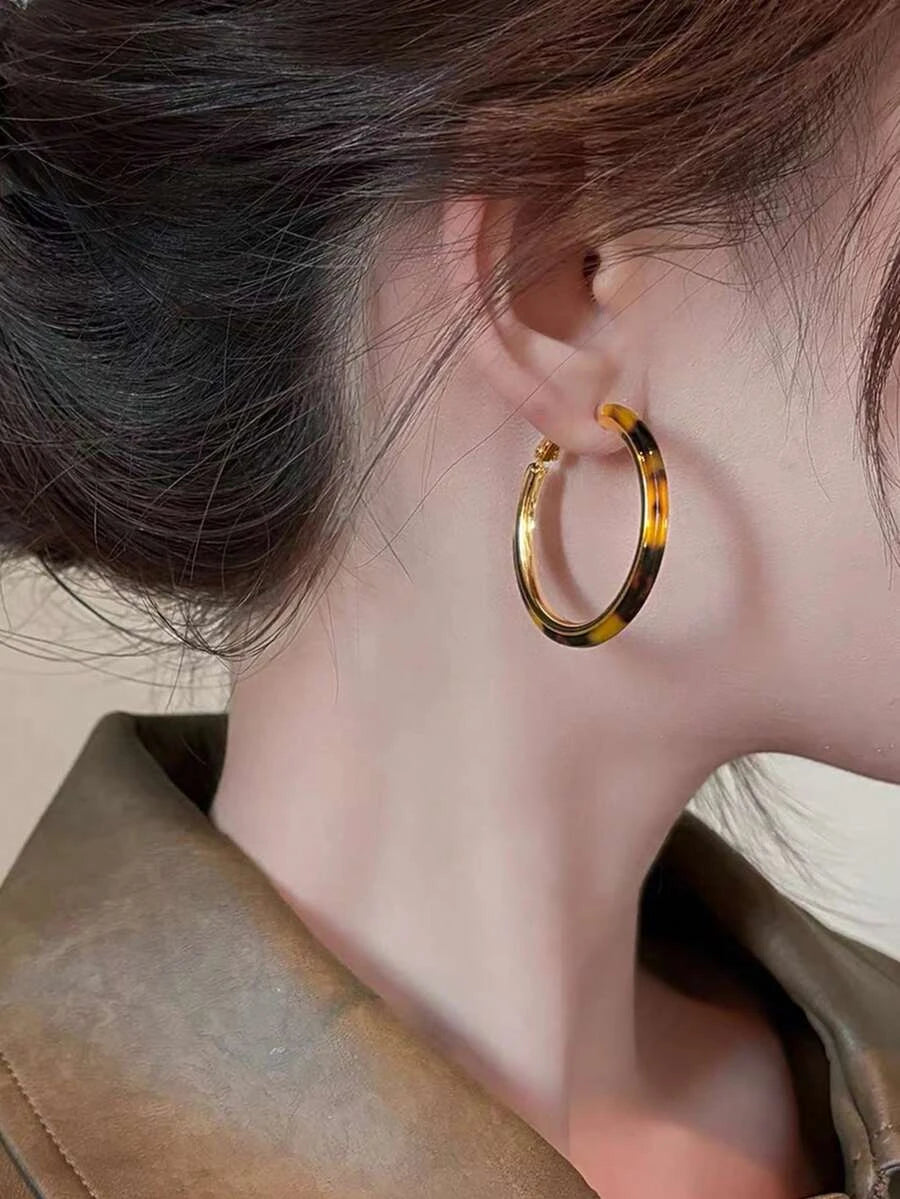 Leopard Print Geometric Hoop Earrings