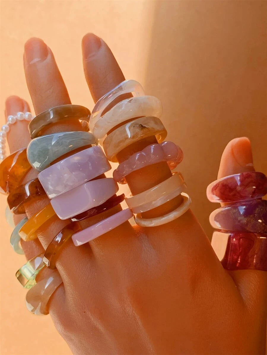 Chunky Resin Ring Set