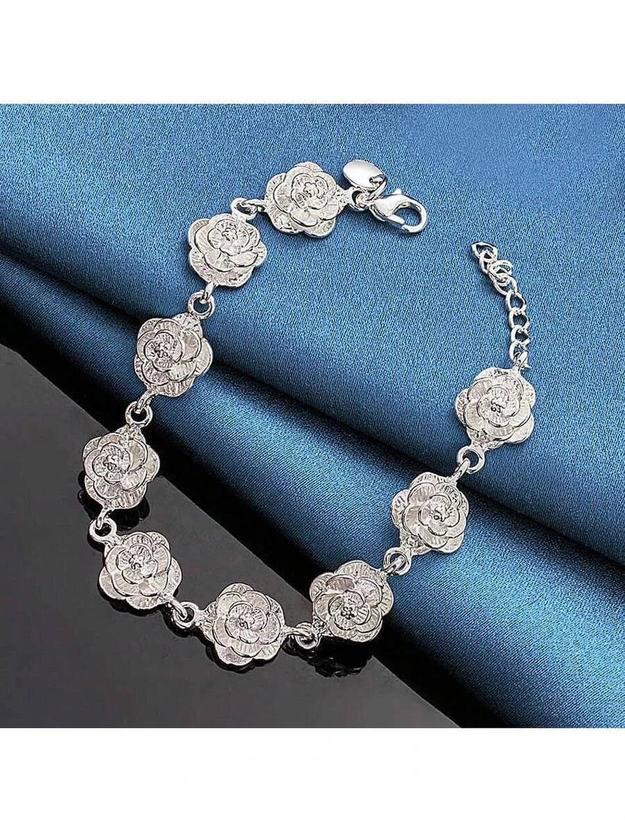 Sterling Silver Plated Rose Bracelet
