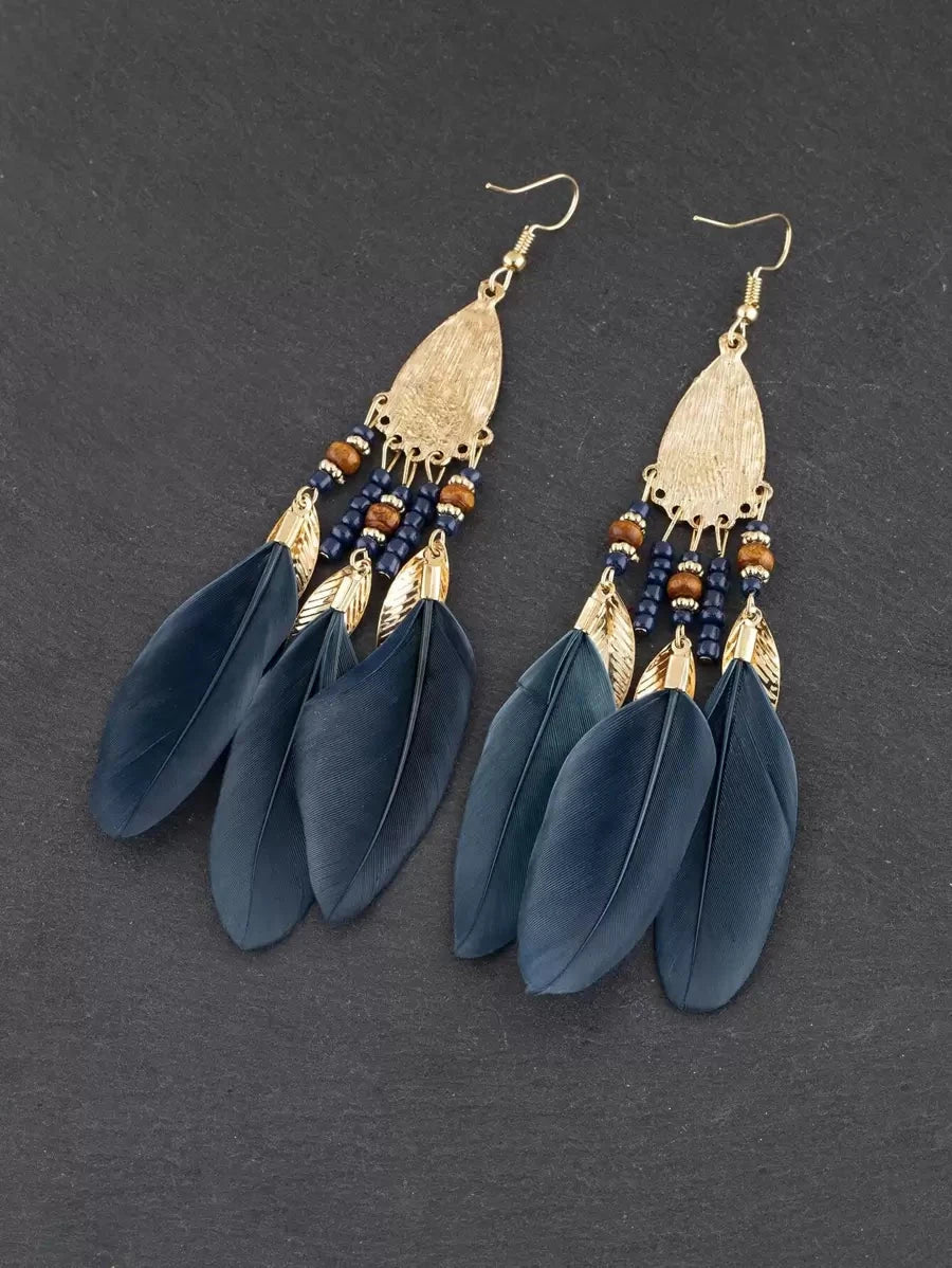 Vintage Feather Pendant Earrings