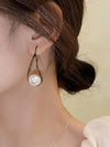 Vintage Faux Pearl Copper Dangle Earrings