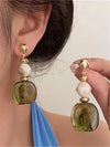 Vintage Asymmetrical Tie Dye Pendant Earrings