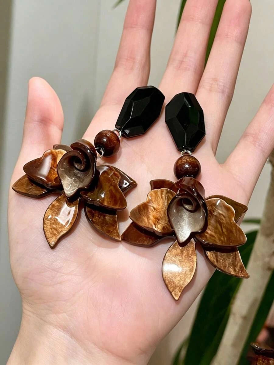 Vintage Floral Acrylic Earrings