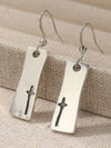 Vintage Silver Hollow Cross Drop Earrings