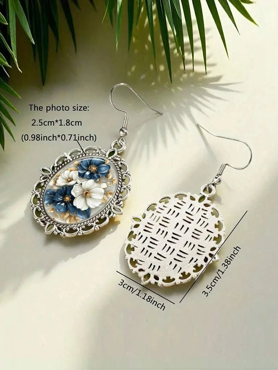 Vintage Floral Teardrop Earrings