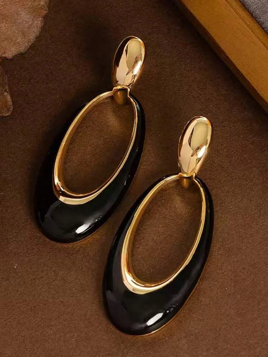 Burgundy Oval Drop Earrings