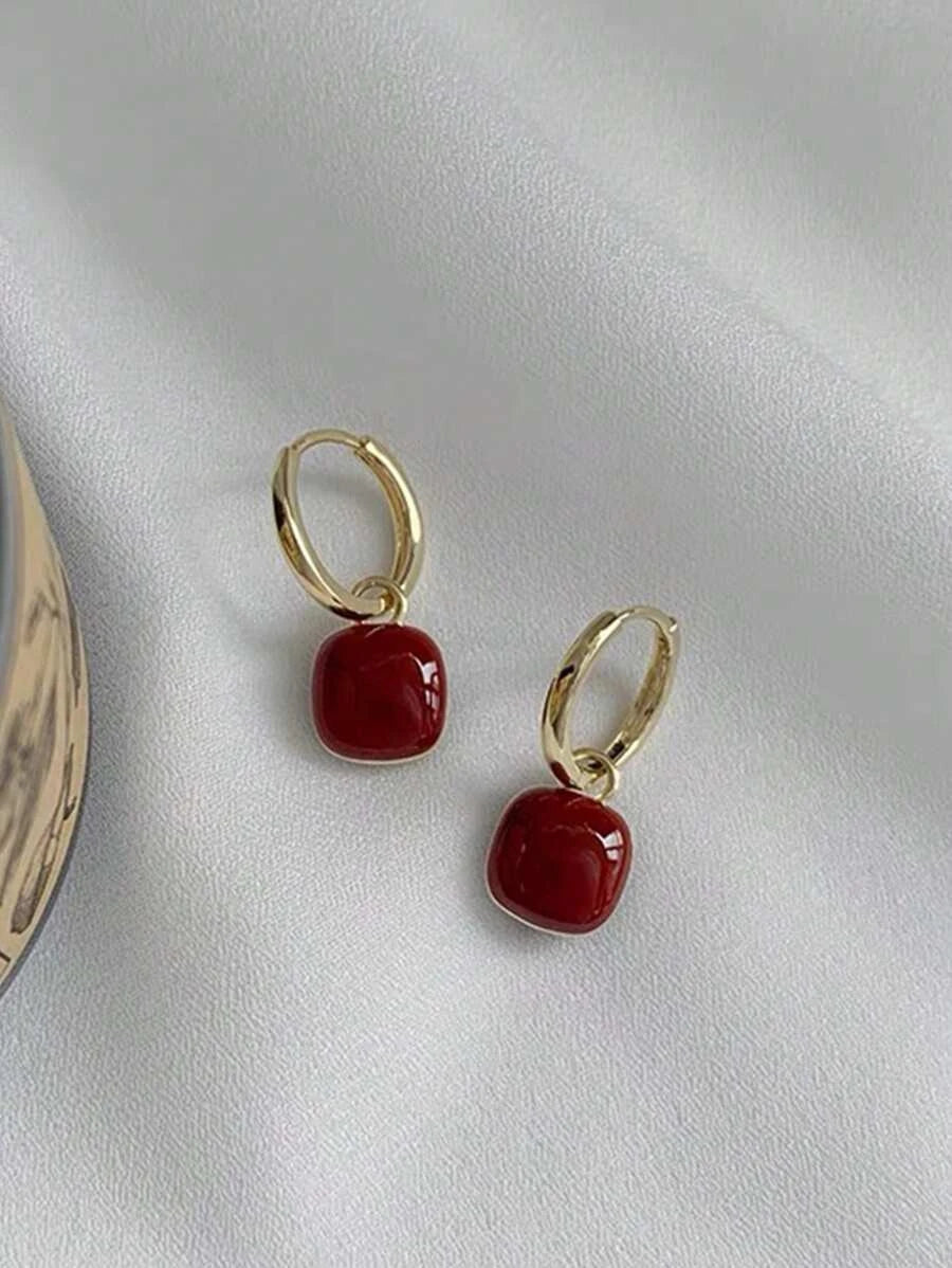 French Vintage Geometric Copper Earrings