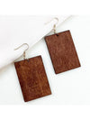 Retro Wooden Square Pendant Earrings