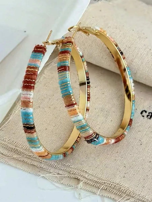Vintage Multi-Color Hoop Earrings