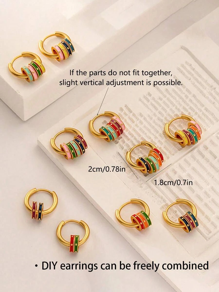Colorful Enamel Clover Earring Studs