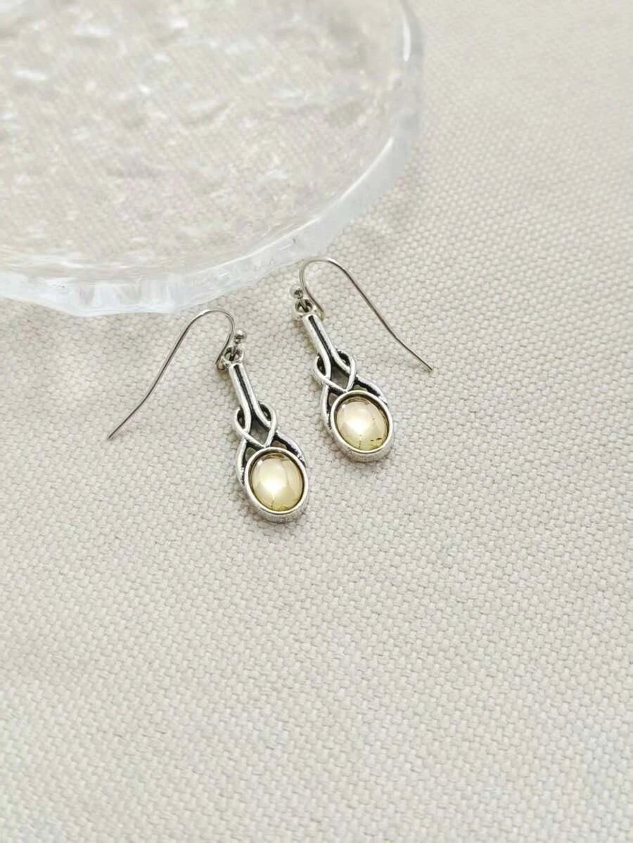 Bohemian Yellow Faux Gemstone Pendant Earrings