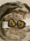 Vintage Carved Heart Stud Earrings