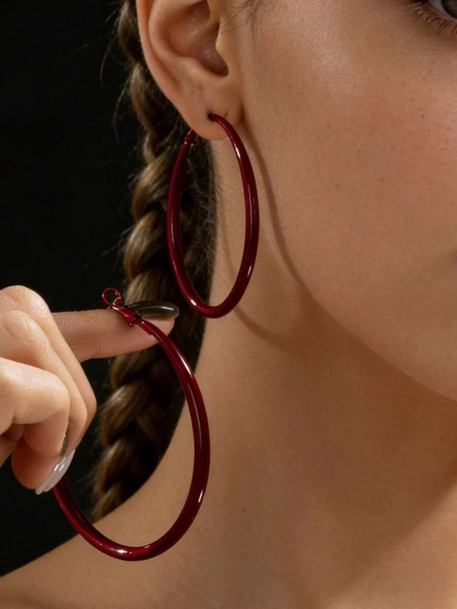 Vintage Red Spray Painted Hoop Earrings