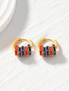 Enamel Geometric Hoop Earrings