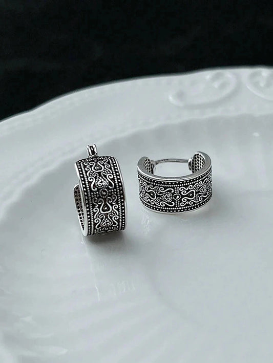 Vintage Tang Grass Hoop Earrings