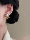 French Faux Pearl Glass Stud Earrings