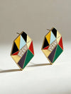Geometric Abstract Face Enamel Earrings