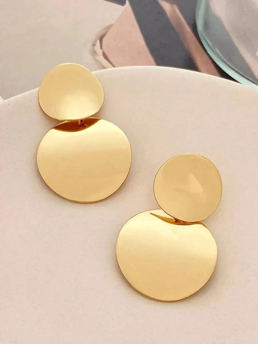 Retro Smooth Metal Circle Earrings
