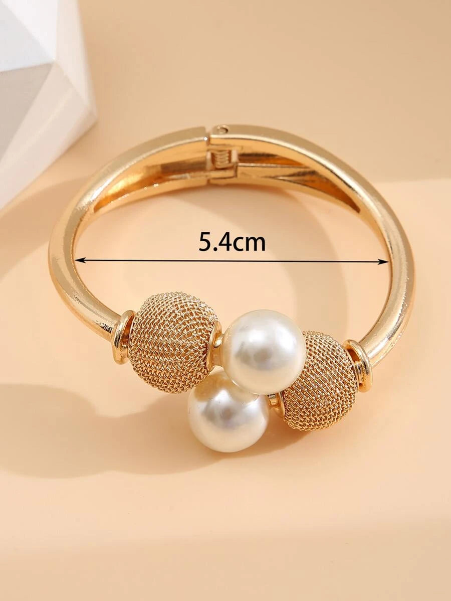 Faux Pearl Decor Bangle
