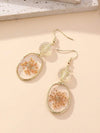 Dried Flower Resin Oval Earrings
