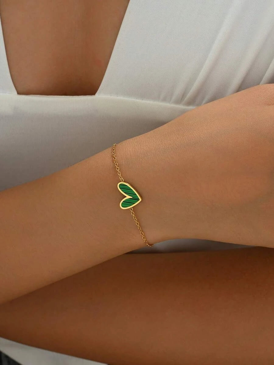 Gold Plated Stainless Steel Asymmetrical Heart Bracelet
