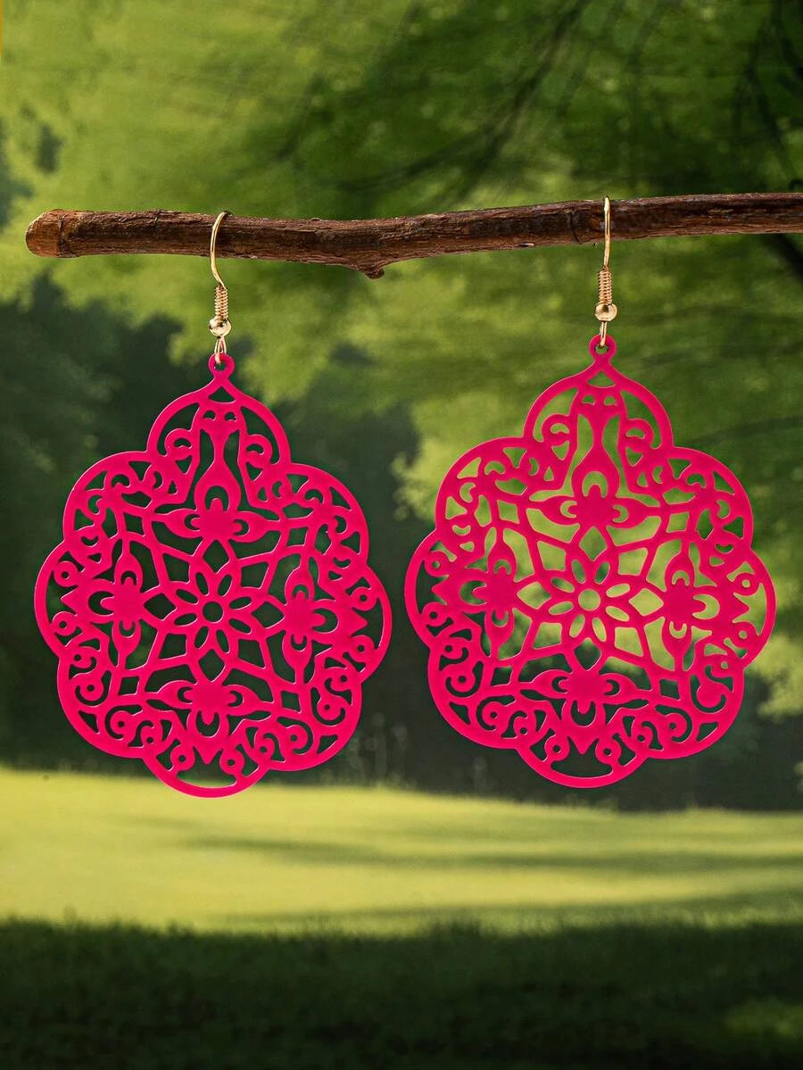 Minimalist Gold Hollow Pendant Earrings