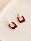 Burgundy Square Drop Earrings