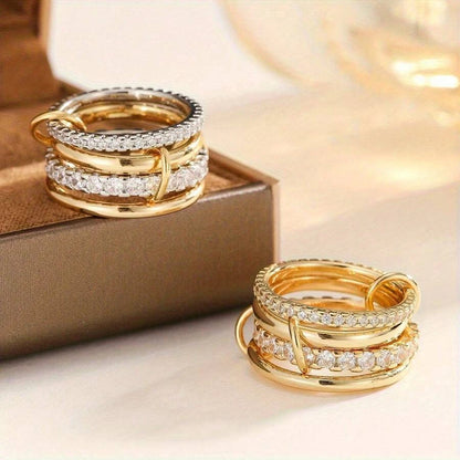 Two-Tone Stacked Zirconia Ring