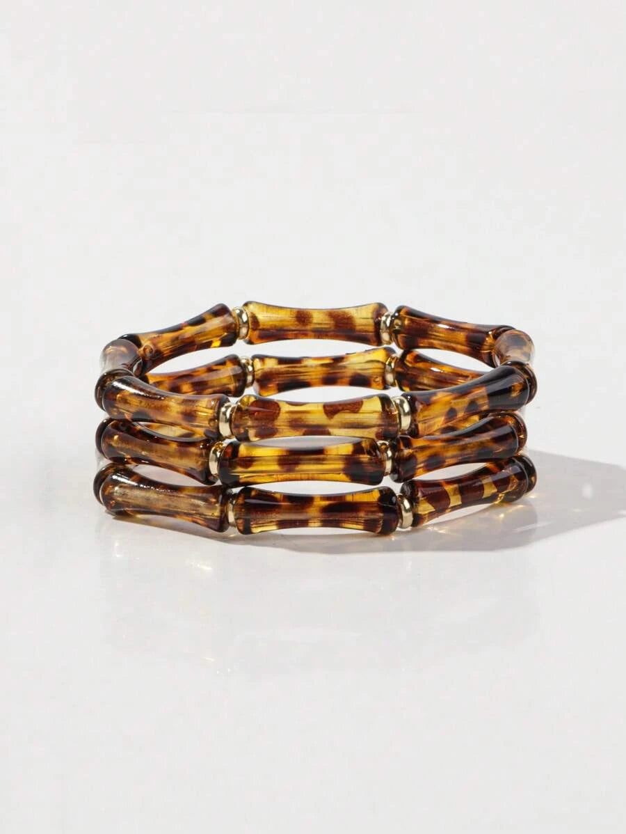 Bohemian Acrylic Marble Beaded Bracelet Set