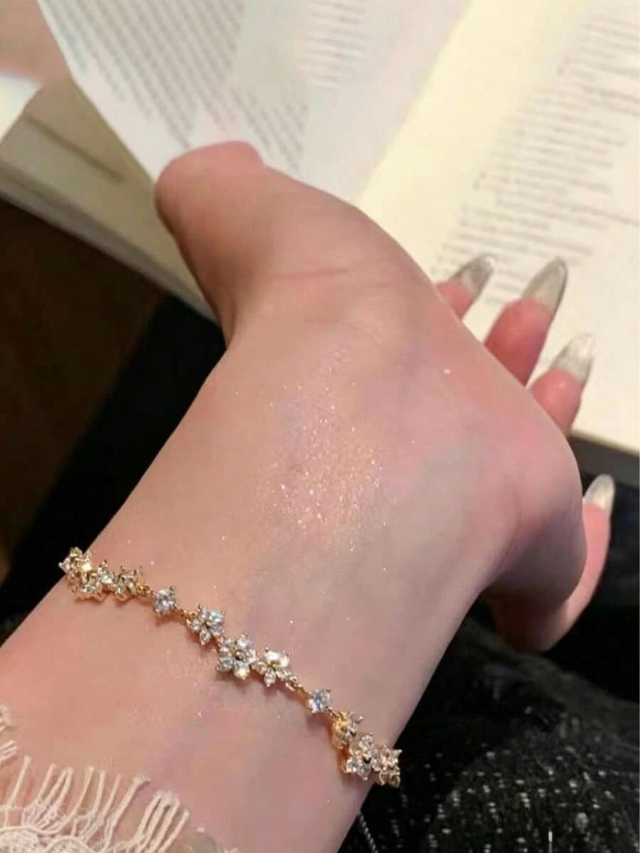 Rhinestone Floral Stretch Bracelet
