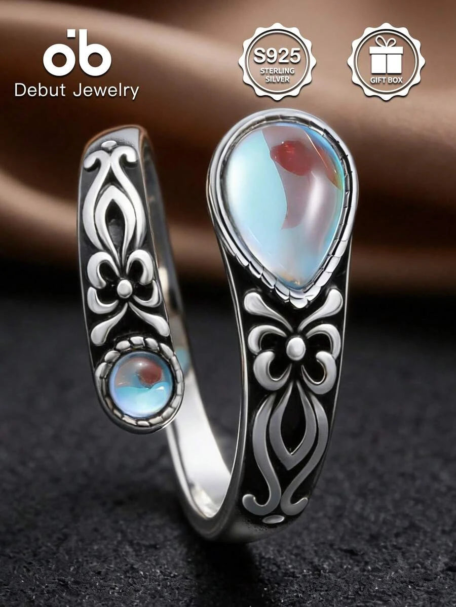 Sterling Silver Moonstone Spoon Ring