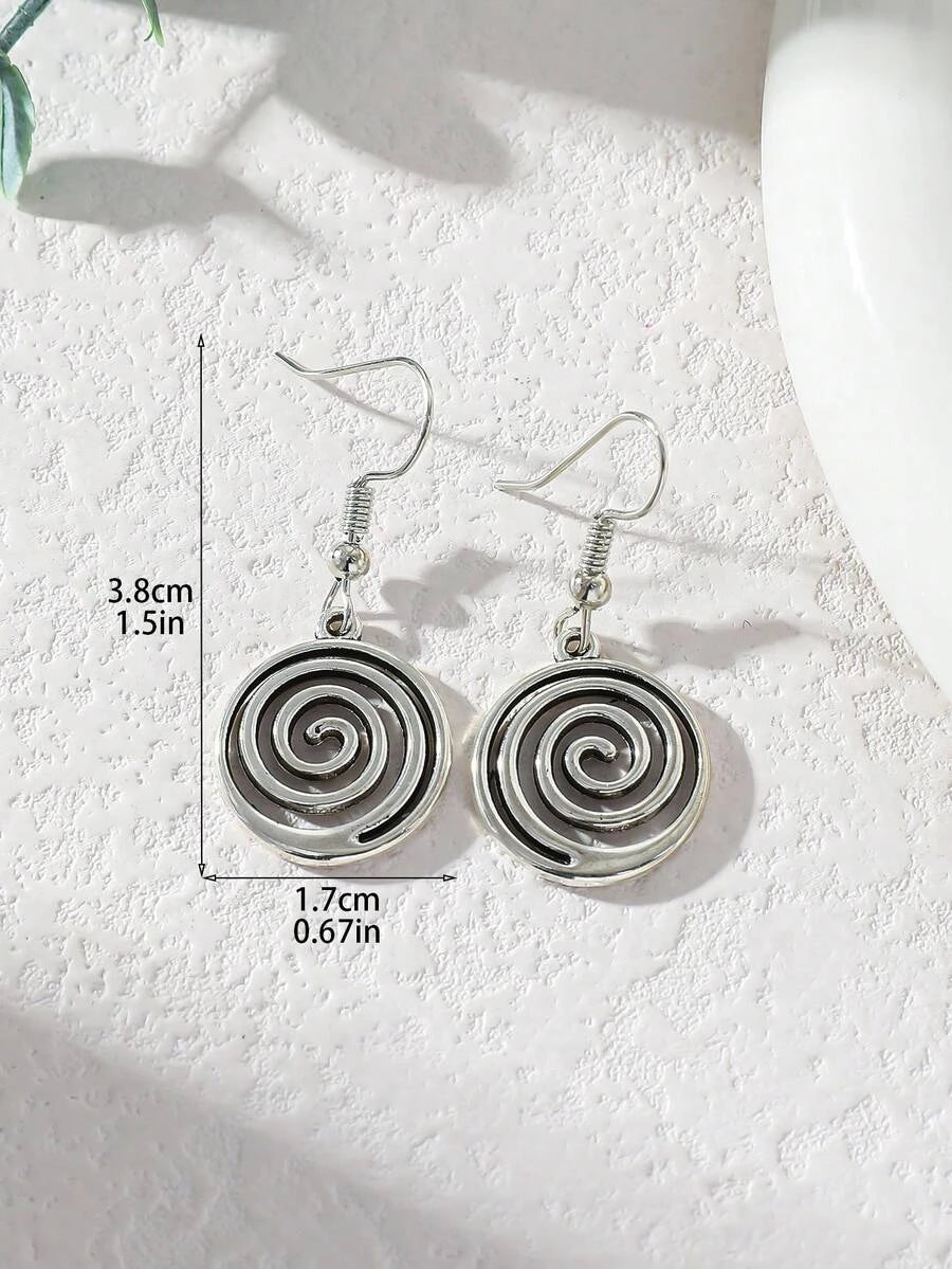 Retro Spiral Swirl Dangle Earrings