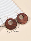 Vintage Wooden Round Hollow Out Earrings
