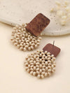 Handmade Wooden Beaded Disc Earrings