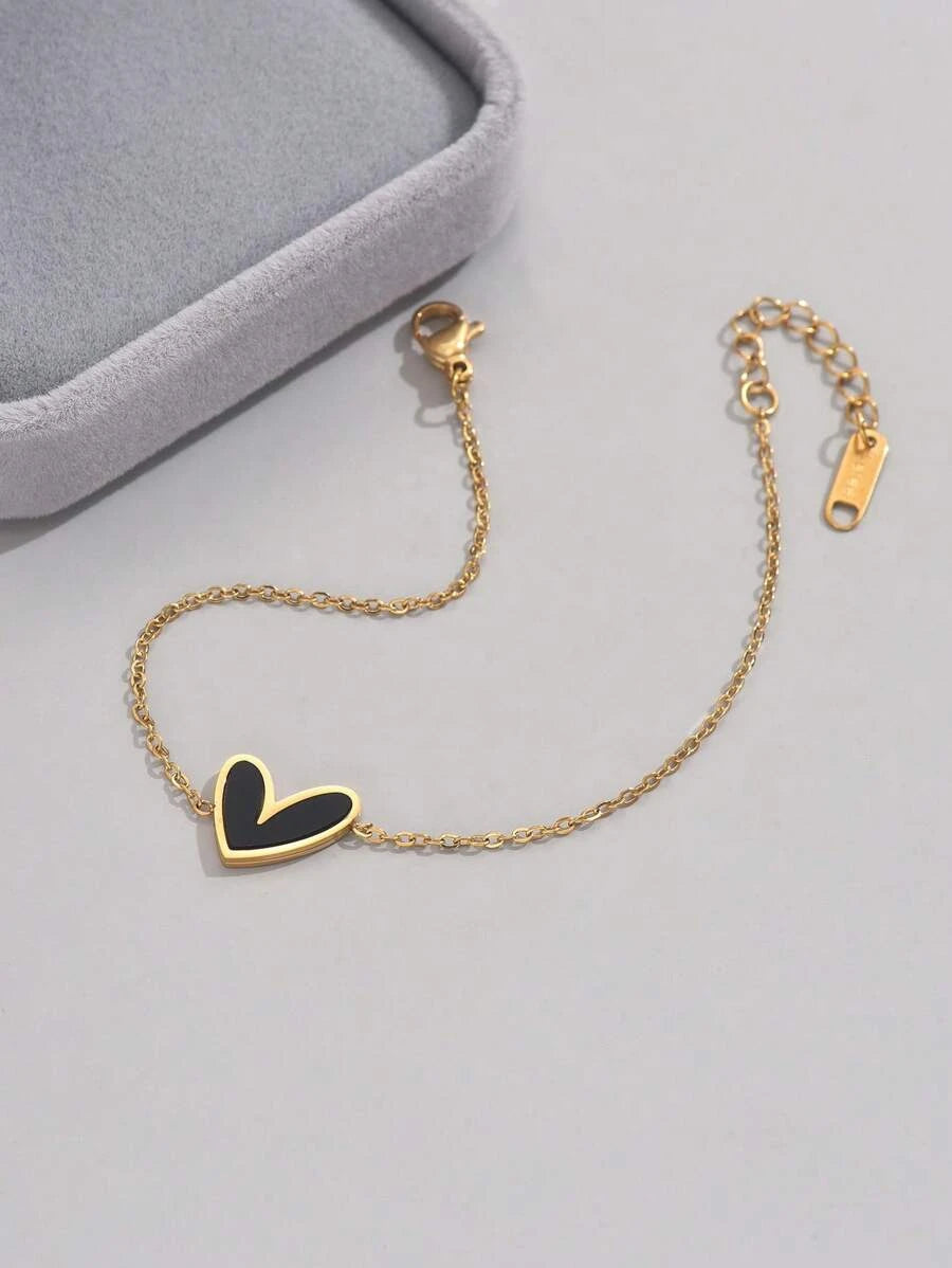 Gold Plated Stainless Steel Asymmetrical Heart Bracelet