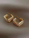 Copper Inlaid Zirconia Square Earrings