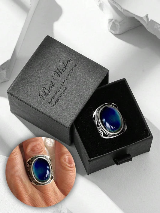 Vintage Floral Engraved Mood Ring