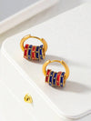 Enamel Geometric Hoop Earrings
