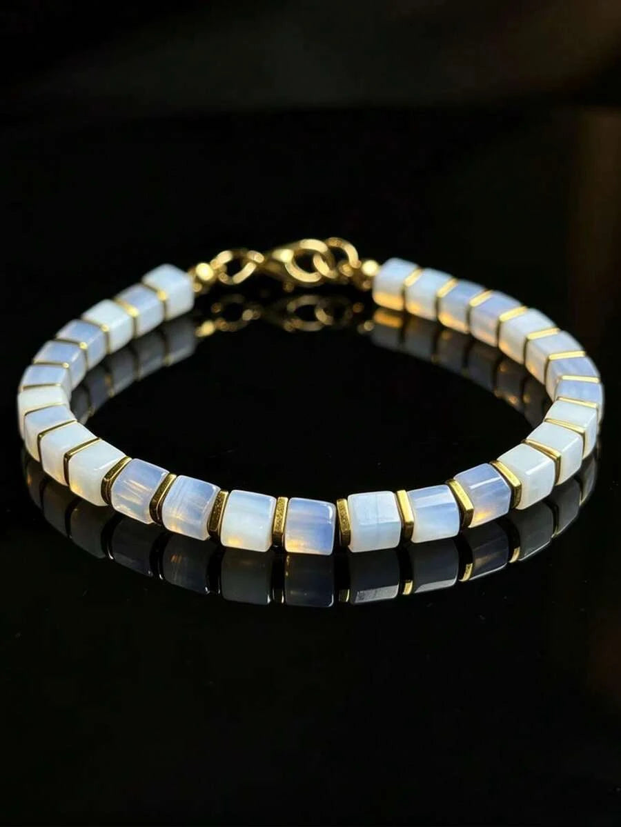 Natural Opal Square Bead Bracelet