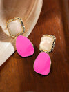 Burgundy Retro Asymmetrical Geometric Earrings