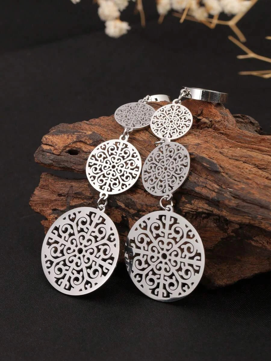 Gold Floral Vine Leaf Pendant Earrings