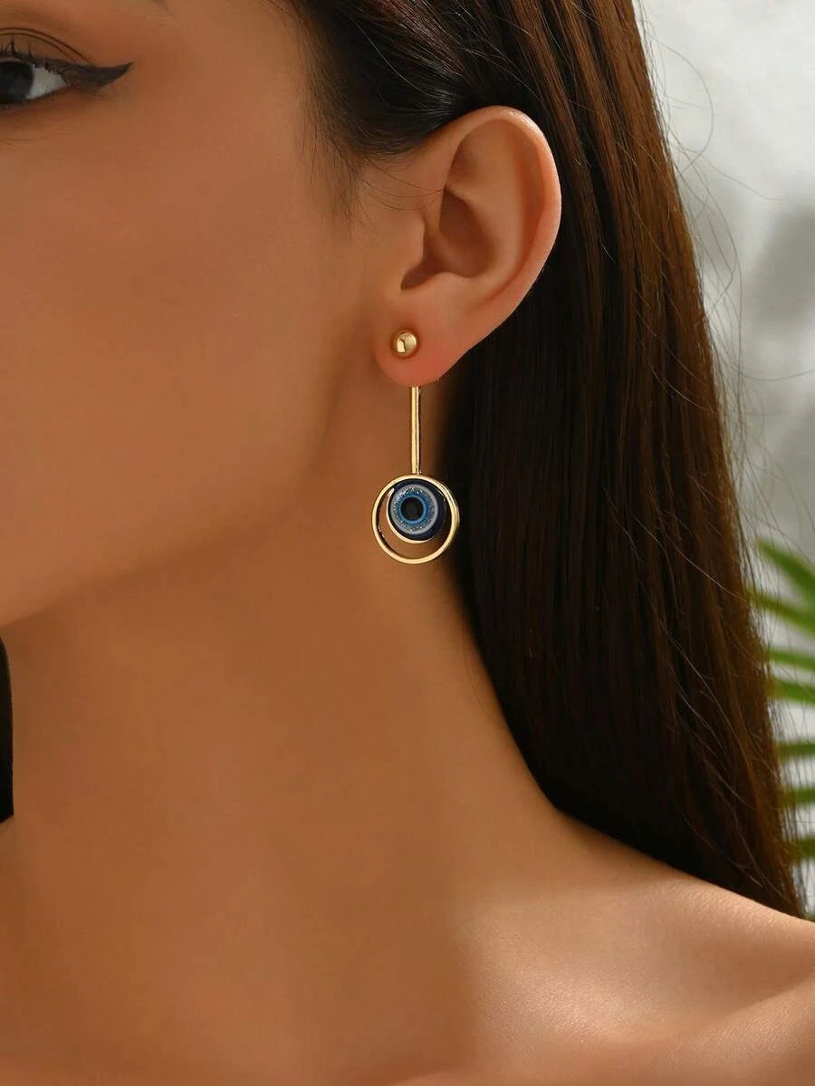 Minimalist Turkish Blue Eye Earrings
