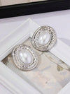 Vintage Textured Oval Pearl Earrings