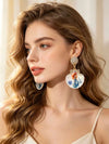 Vintage Enamel Painted Shell Earrings